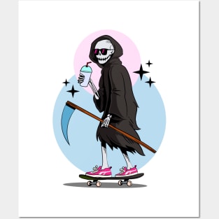 Death Rides On A Skateboard Posters and Art